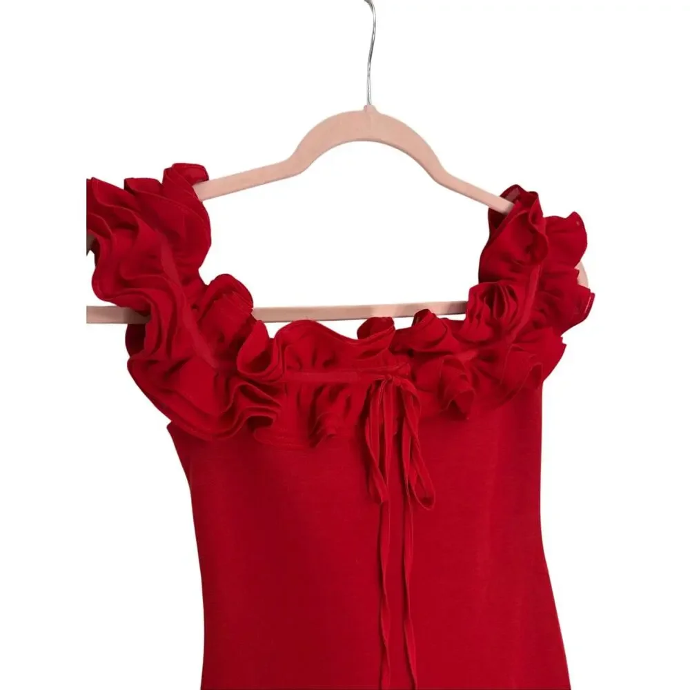 Meshki Red Off-Shoulder Ruffle Maxi Dress - Picture 10 of 16